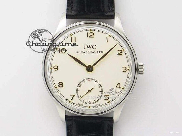 MIROTIME 0507 Sustainable Portuguese IW5444 SS White Dial RG Numbers On Brown Leather Strap A 7256